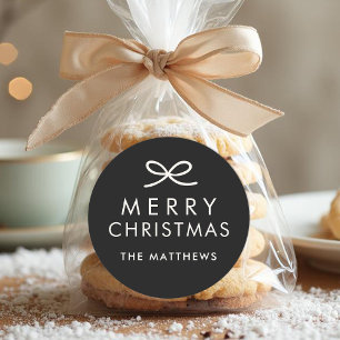 Modern Minimalist Bow Custom Colour Christmas Classic Round Sticker