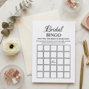 Modern Minimalist bridal shower bingo  Game Card