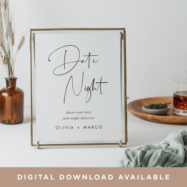 Modern Minimalist Bridal Shower Date Jar Sign (Creator Uploaded)