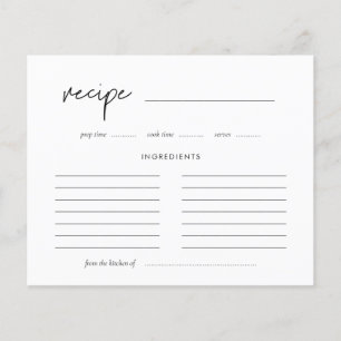Modern Minimalist Bridal shower recipe card
