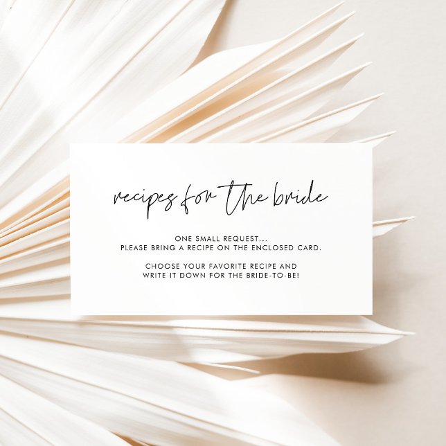 Modern Minimalist Bridal shower Recipe request Enclosure Card (Creator Uploaded)