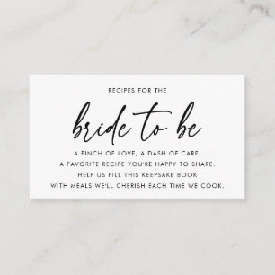 Modern Minimalist Bridal Shower Recipe Request Enclosure Card