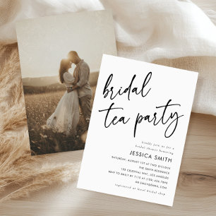 Modern Minimalist Bridal Tea Party Photo Invitation