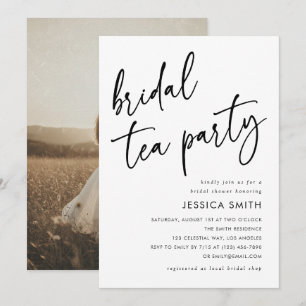 Modern Minimalist Bridal Tea Party Photo Invitation
