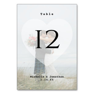 Modern Minimalist Bride and Groom Wedding Photo Table Number