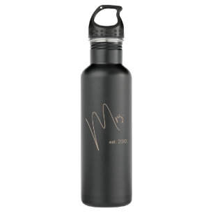 Modern Minimalist Bride   Black + Beige Script 710 Ml Water Bottle