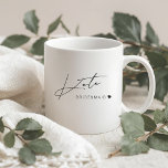 Modern Minimalist Bridesmaid Gift Coffee Mug<br><div class="desc">Custom-designed bridesmaid gift mug featuring modern black and white design with custom hand script name.</div>