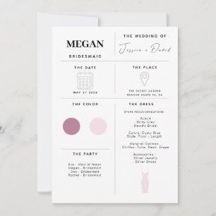 Modern Minimalist Bridesmaid Info Card