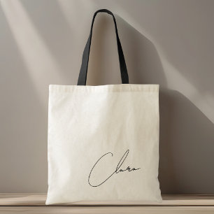 Modern Minimalist Bridesmaid Name Tote Bag