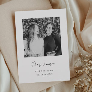 Modern Minimalist Bridesmaid Proposal Photo Card