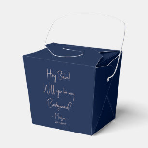 Modern Minimalist Bridesmaid Proposal Script Navy  Favour Box