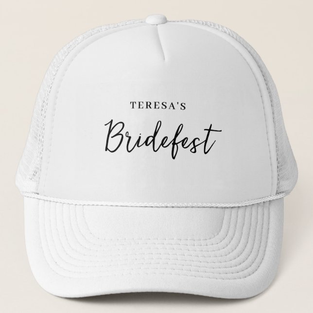 Modern Minimalist Bridesmaid Script Design Trucker Hat (Front)
