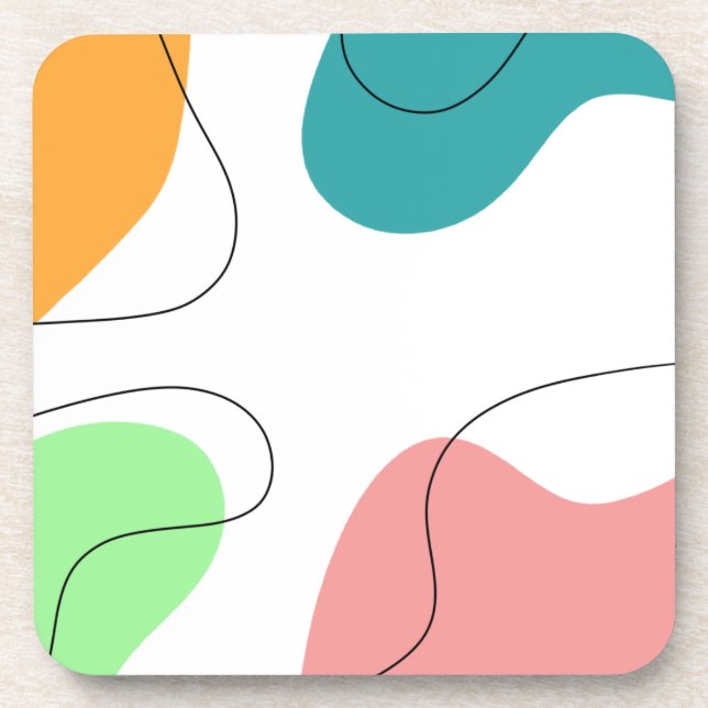 Modern Minimalist Bright Colour Blobs Abstract Art Coaster (Front)