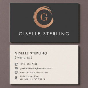 Modern Minimalist Brow Artist Rose Gold Business Card