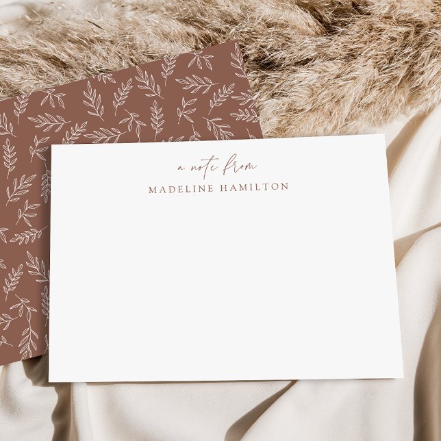 Modern Minimalist Brown Botanical Personalised Card (Creator Uploaded)