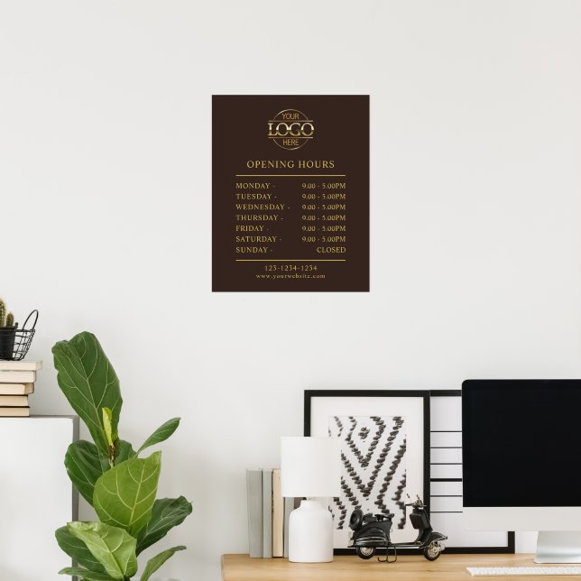 Modern Minimalist Brown | Business Opening Hours Poster (Home Office)