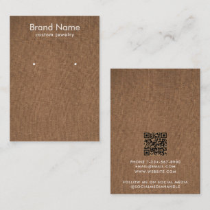 Modern Minimalist Brown Linen Jewelry Display Card