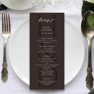Modern Minimalist Brown Monogram Wedding Menu