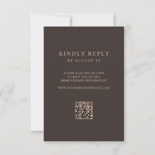 Modern Minimalist Brown QR Code Wedding RSVP Card