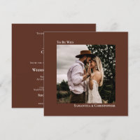 Modern Minimalist Brown Square Photo Wedding