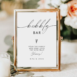 Modern Minimalist Bubbly Bar Wedding Sign
