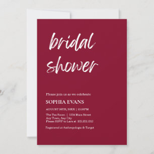 Modern Minimalist Burgundy Bridal Shower Invitation