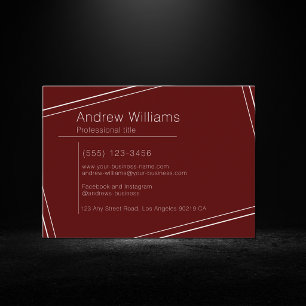 Modern Minimalist Burgundy Professional Simple Business Card