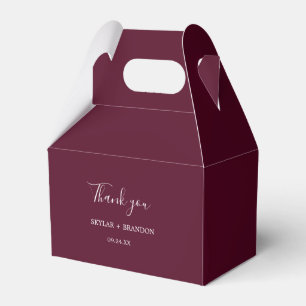 Modern Minimalist Burgundy Thank You Favour Box