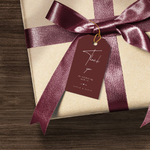 Modern Minimalist Burgundy Wedding Favour Thank Yo Gift Tags