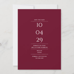 Modern Minimalist Burgundy Wedding  Save The Date