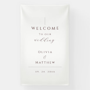 Modern Minimalist Burgundy Wedding Welcome Banner