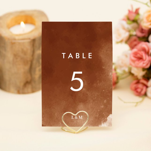 Modern Minimalist  Burnt Orange Terracotta Wedding Table Number (Creator Uploaded)