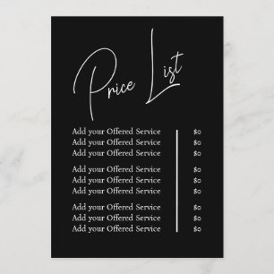Modern Minimalist Business Branding Menu and Price
