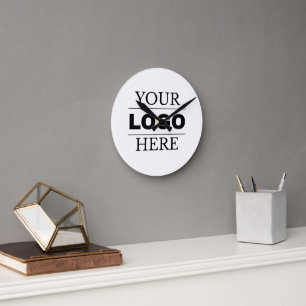 Modern Minimalist Business Branding Round Clock