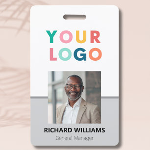 Modern Minimalist Business Employee ID Card QR Badge