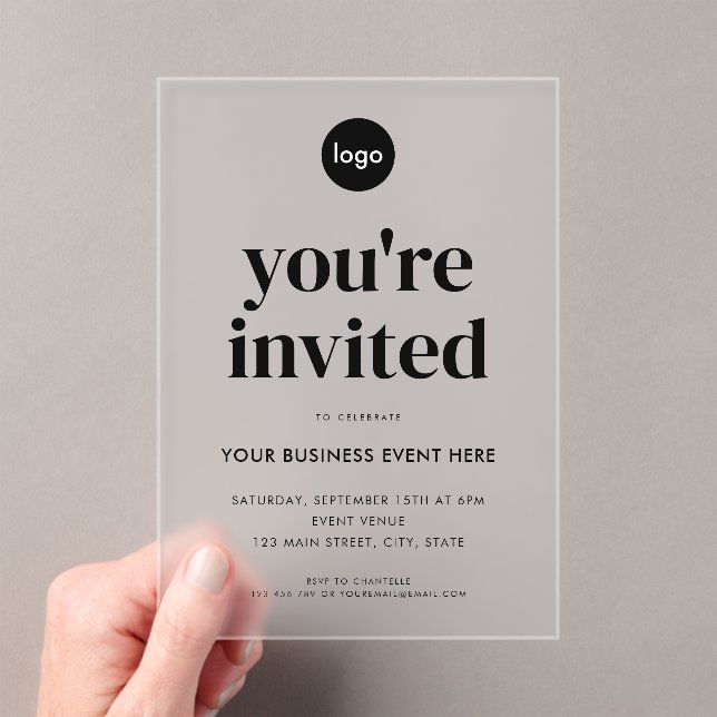 Modern Minimalist Business Event Acrylic Invitations (Insitu (Handheld))