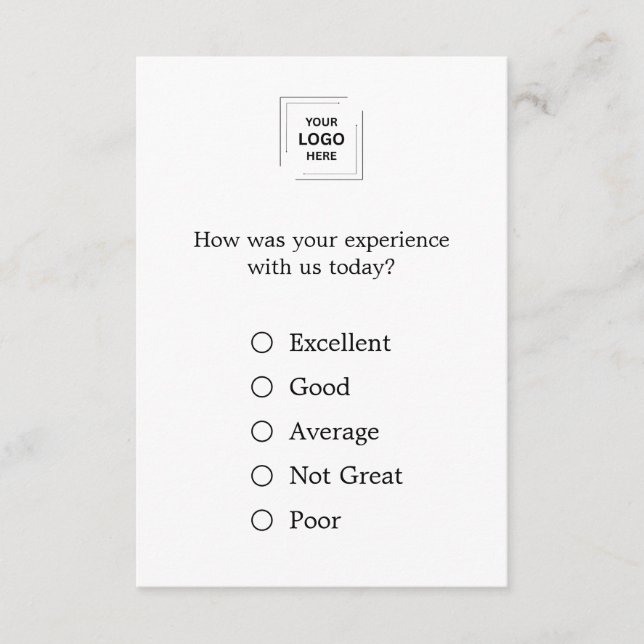 Modern Minimalist Business Feedback Survey Card (Front)
