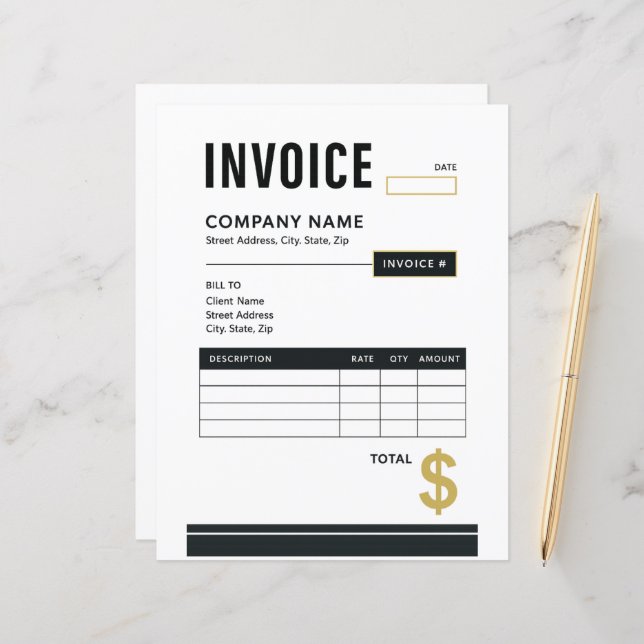 Modern Minimalist Business Invoice (Front/Back In Situ)
