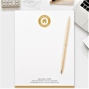 Modern Minimalist Business Logo Black Gold White Custom Letterhead