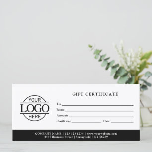 Modern Minimalist Business Logo Gift Certificate