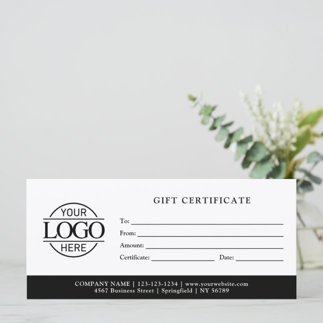 Modern Minimalist Business Logo Gift Certificate (Standing Front)