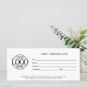 Modern Minimalist Business Logo Gift Certificate