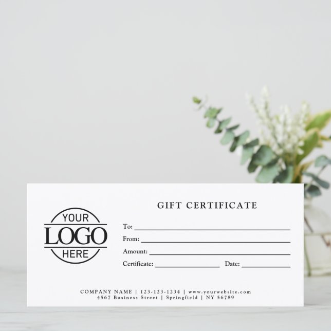 Modern Minimalist Business Logo Gift Certificate (Standing Front)
