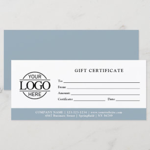 Modern Minimalist Business Logo Gift Certificate