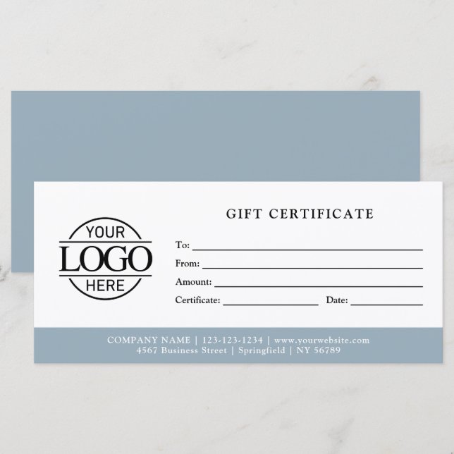 Modern Minimalist Business Logo Gift Certificate (Front/Back)