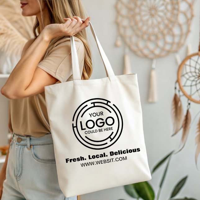 Modern Minimalist Business Logo Marketing  Tote Bag (business logo tote bags modern minimalist clean simple marketing advertising small business owner)