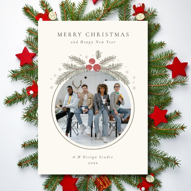 Modern Minimalist Business Photo Holiday Card (Creator Uploaded)