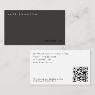 Modern Minimalist Business Professional QR Code Card