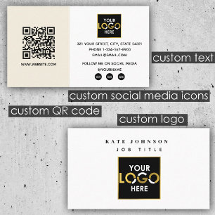 Modern Minimalist Business Your Logo Here QR Code Card