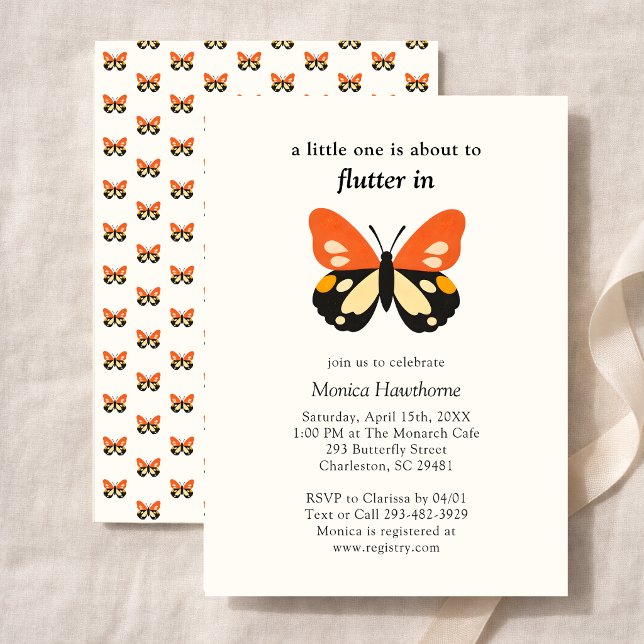 Modern Minimalist Butterfly Baby Shower Invitation (Creator Uploaded)